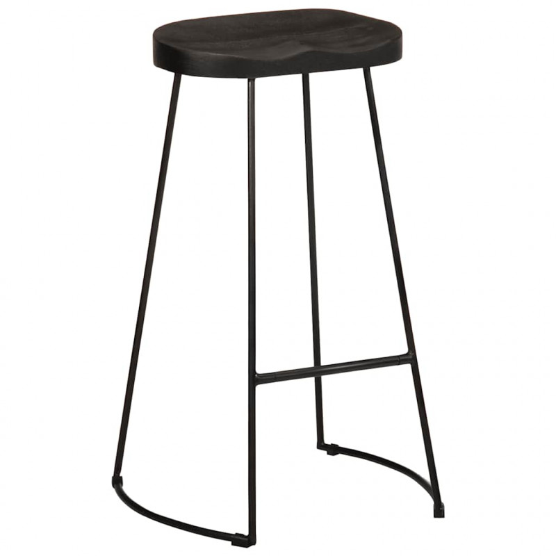 Hokery barowe 2 szt. Czarny 45x40x78 cm Drewno lite Mango