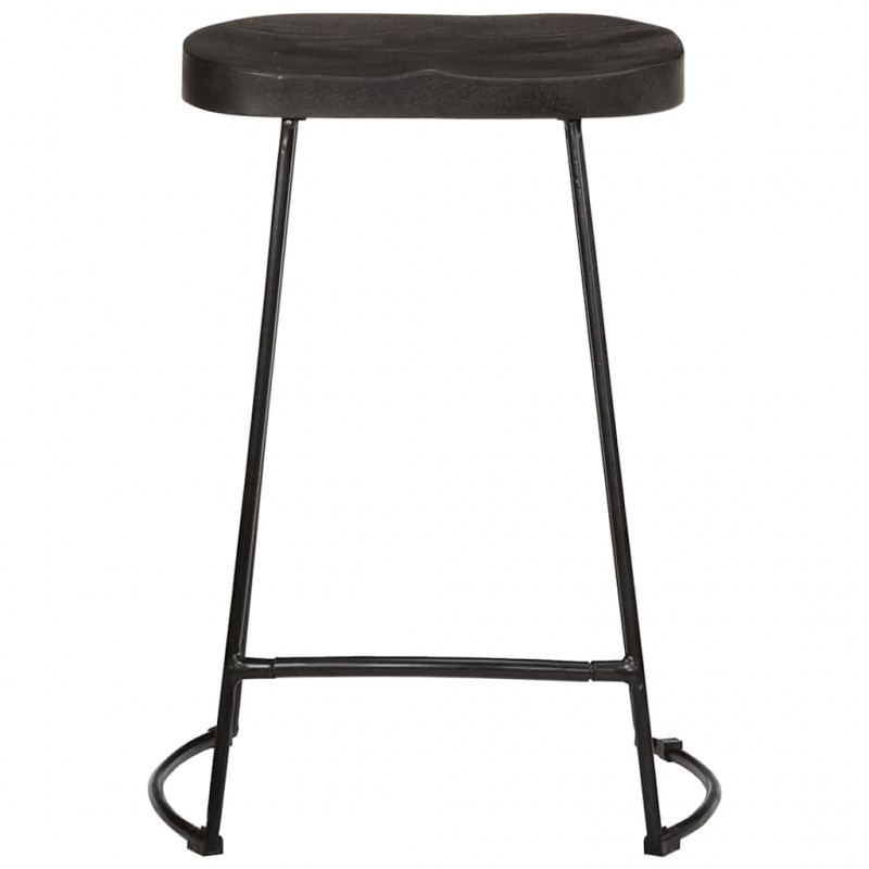 Hokery barowe 2 szt. Czarny 45x40x62 cm Drewno lite Mango