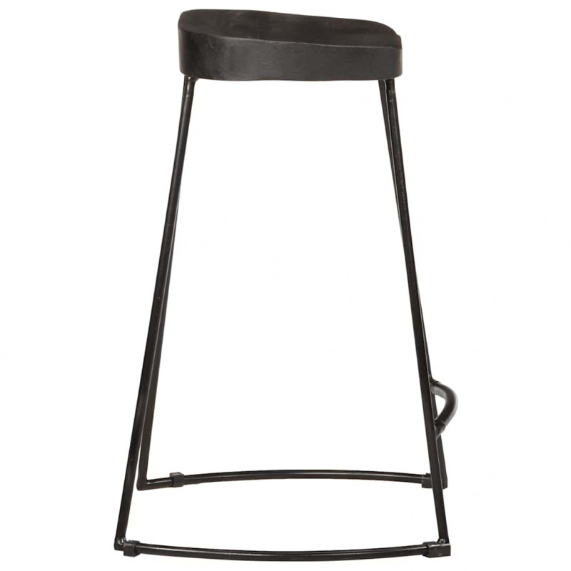 Hokery barowe 2 szt. Czarny 45x40x62 cm Drewno lite Mango