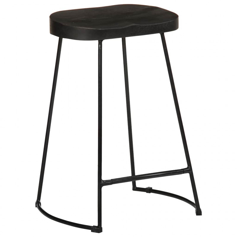 Hokery barowe 2 szt. Czarny 45x40x62 cm Drewno lite Mango