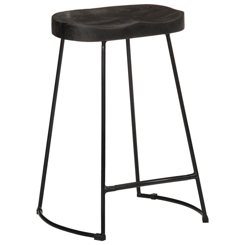 Hokery barowe 2 szt. Czarny 45x40x62 cm Drewno lite Mango
