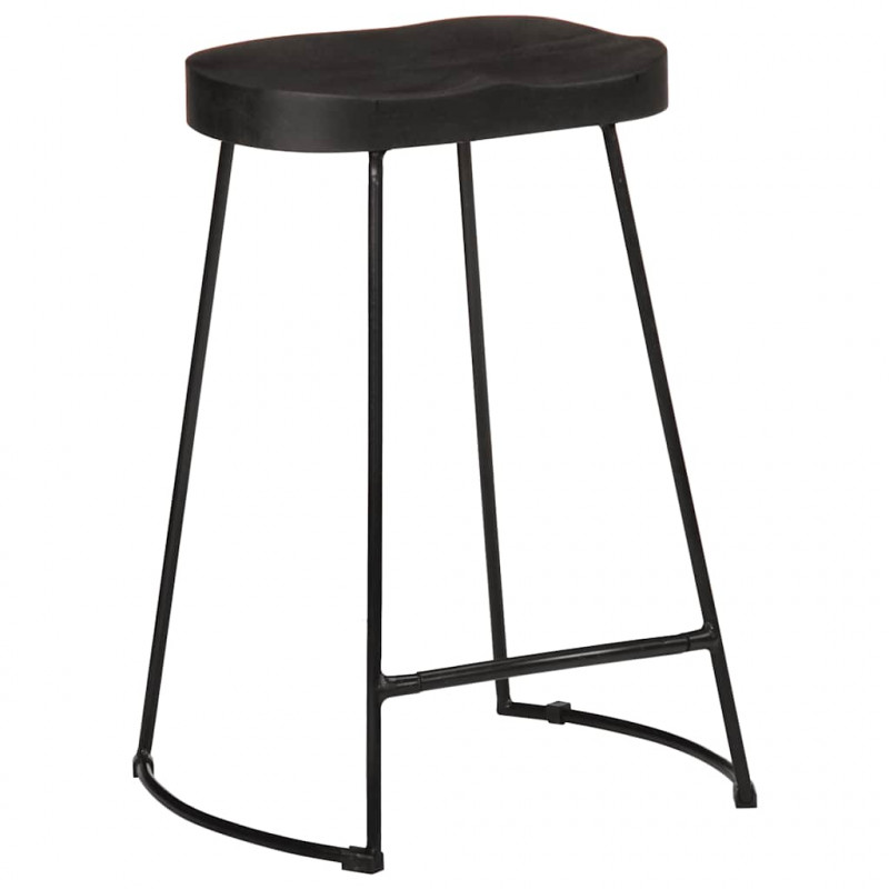 Hokery barowe 2 szt. Czarny 45x40x62 cm Drewno lite Mango