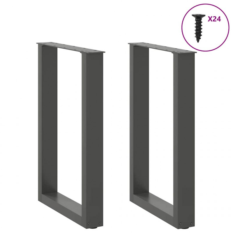 Nogi do stołu jadalnego w kształcie litery U 2 szt. Antracyt 50x(72-73) cm Stal