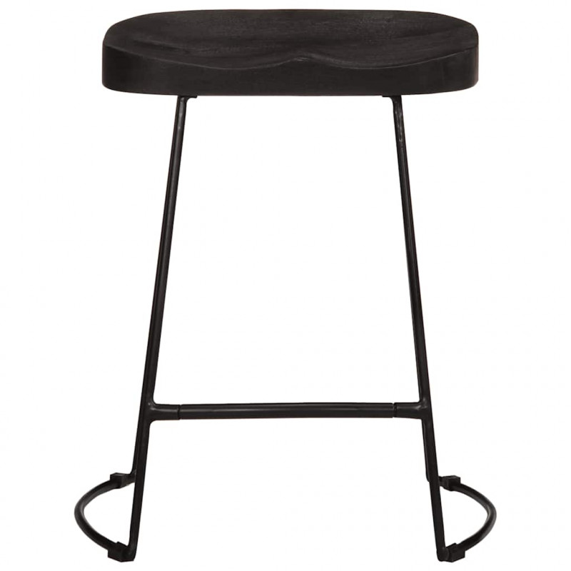 Hokery barowe 2 szt. Czarny 46x38x52 cm Drewno lite Mango