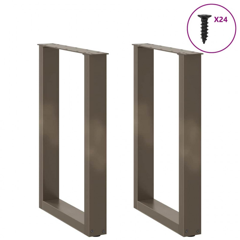Nogi do stołu jadalnego w kształcie litery U 2 szt. Naturalna stal 50x(72-73) cm Stal