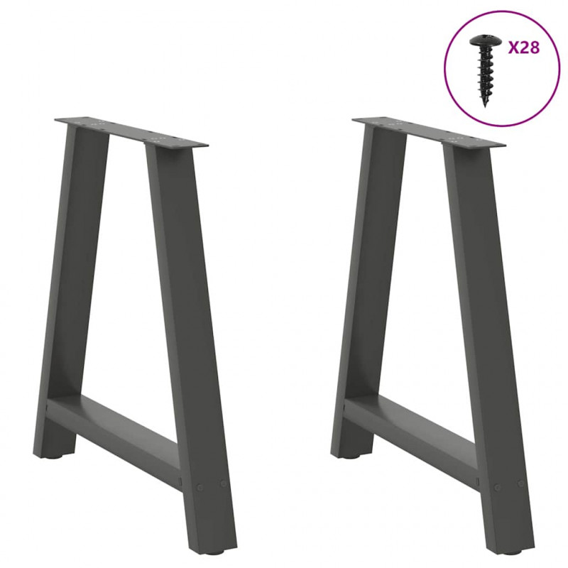 Nogi do stołu jadalnego w kształcie litery A 2 szt. Antracyt 80x(72-73) cm Stal