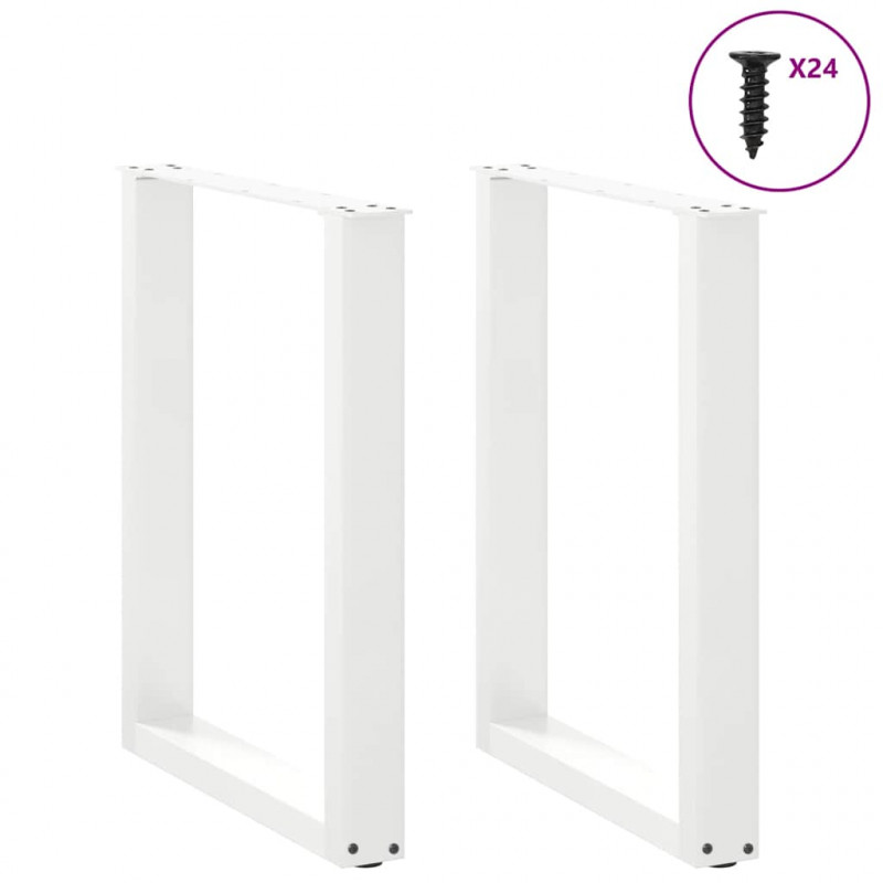 Nogi do stołu jadalnego w kształcie litery U 2 szt. Białe 60x(72-73) cm Stal