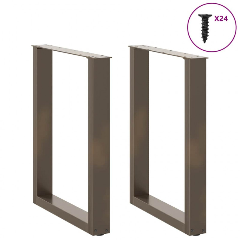 Nogi do stołu jadalnego w kształcie litery U 2 szt. Naturalna stal 60x(72-73) cm Stal