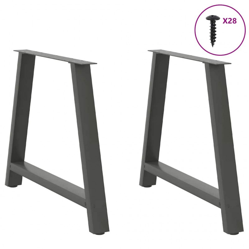 Nogi do stołu jadalnego w kształcie litery A 2 szt. Antracyt 90x(72-73) cm Stal