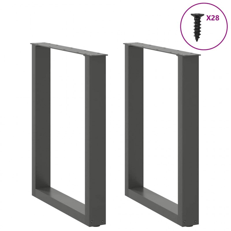 Nogi do stołu jadalnego w kształcie litery U 2 szt. Antracyt 70x(72-73) cm Stal