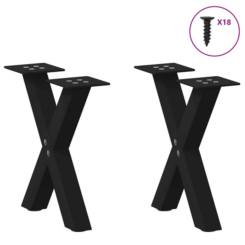 Nogi do stolika kawowego w kształcie litery X 2 szt. Czarne 30x(30-31) cm Stal