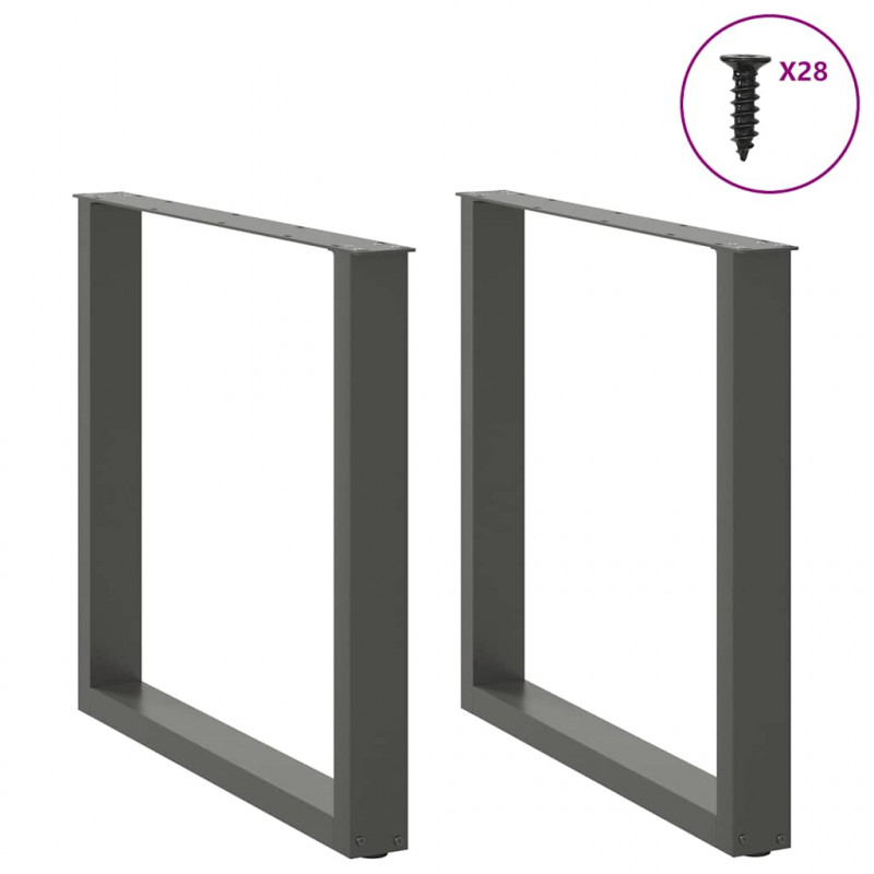 Nogi do stołu jadalnego w kształcie litery U 2 szt. Antracyt 80x(72-73) cm Stal