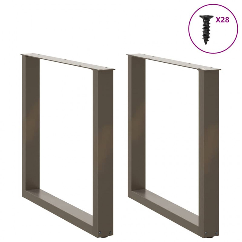 Nogi do stołu jadalnego w kształcie litery U 2 szt. Naturalna stal 80x(72-73) cm Stal