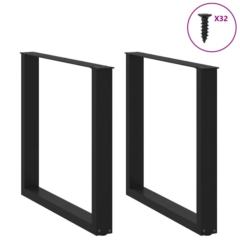 Nogi do stołu jadalnego w kształcie litery U 2 szt. Czarne 90x(72-73) cm Stal