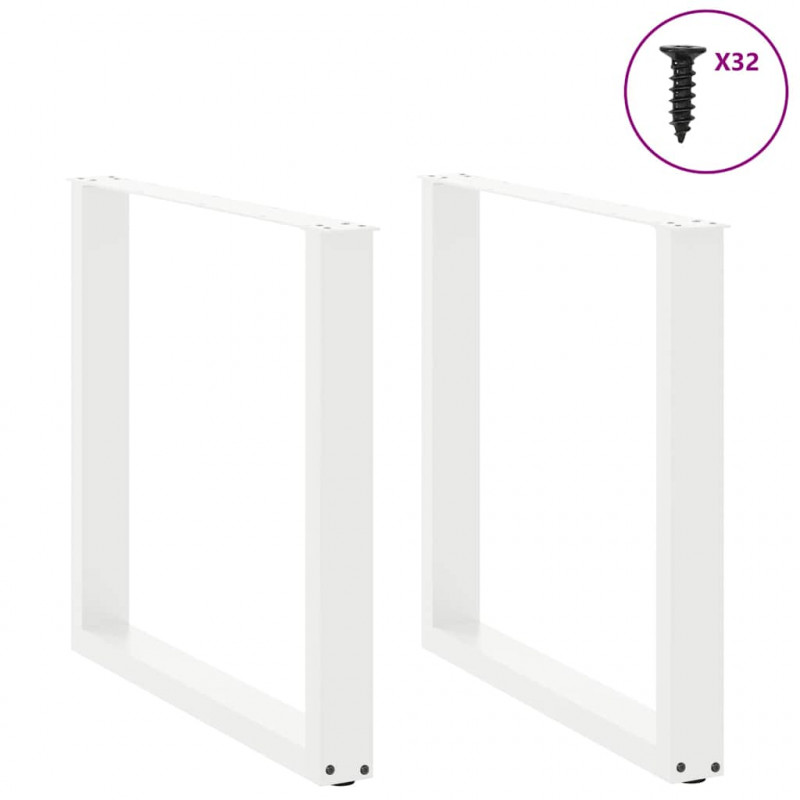 Nogi do stołu jadalnego w kształcie litery U 2 szt. Białe 90x(72-73) cm Stal