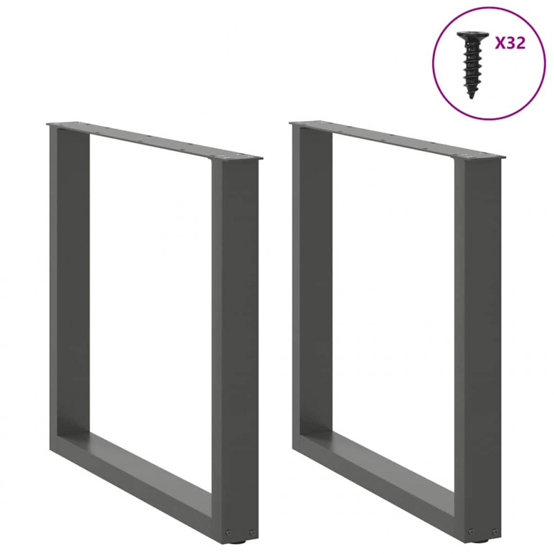 Nogi do stołu jadalnego w kształcie litery U 2 szt. Antracyt 90x(72-73) cm Stal