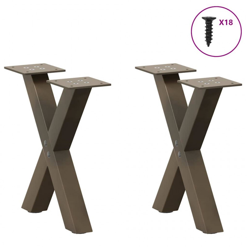 Nogi do stolika kawowego w kształcie litery X 2 szt. Naturalna stal 37x(30-31) cm Stal