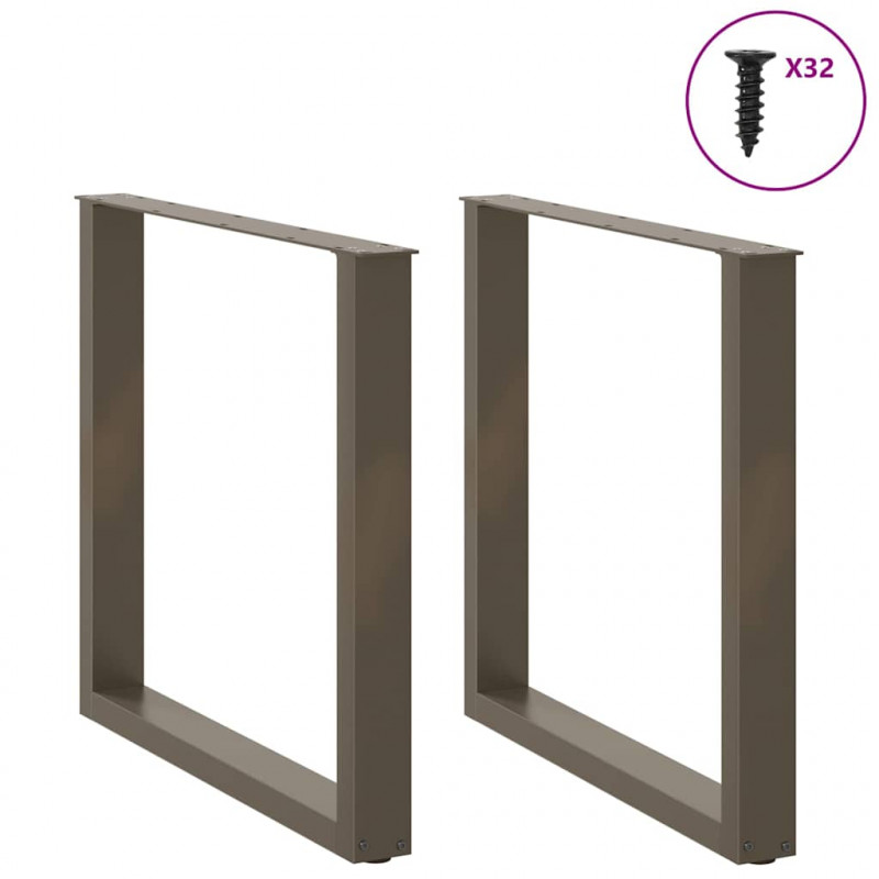 Nogi do stołu jadalnego w kształcie litery U 2 szt. Naturalna stal 90x(72-73) cm Stal