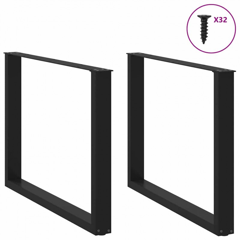 Nogi do stołu jadalnego w kształcie litery U 2 szt. Czarne 100x(72-73) cm Stal
