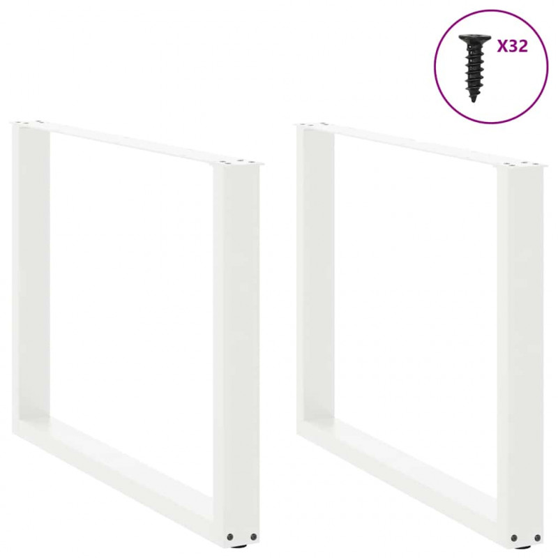 Nogi do stołu jadalnego w kształcie litery U 2 szt. Białe 100x(72-73) cm Stal