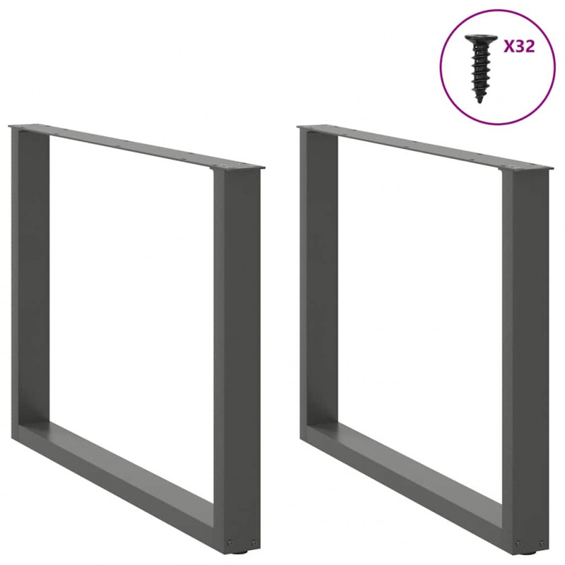 Nogi do stołu jadalnego w kształcie litery U 2 szt. Antracyt 100x(72-73) cm Stal