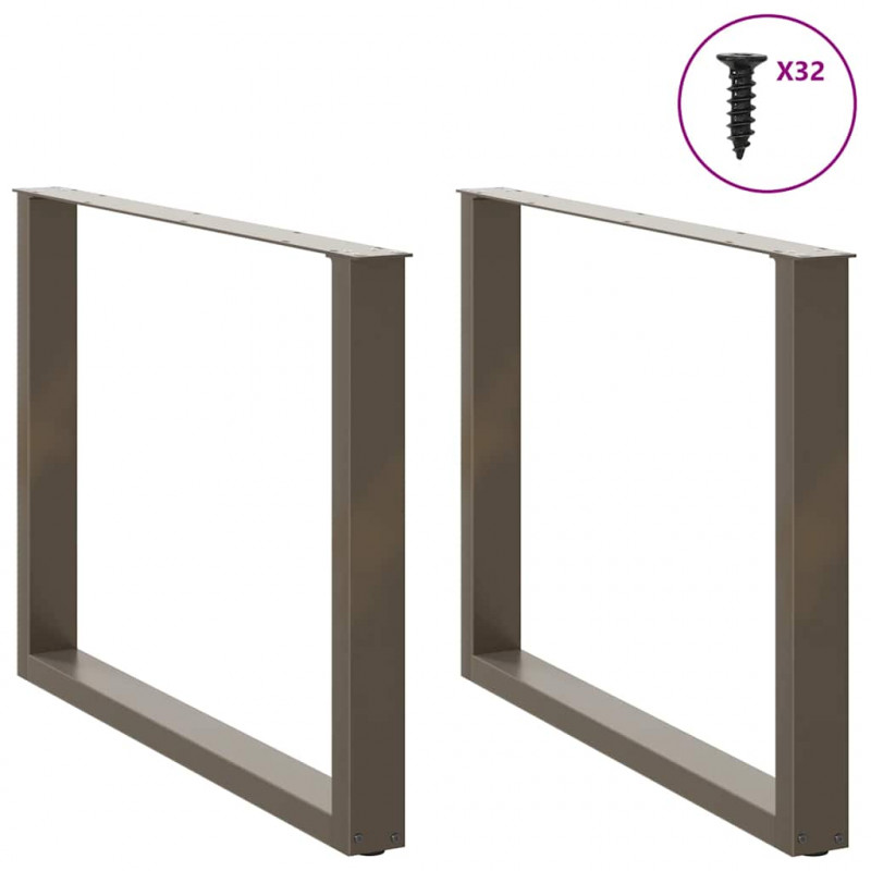 Nogi do stołu jadalnego w kształcie litery U 2 szt. Naturalna stal 100x(72-73) cm Stal