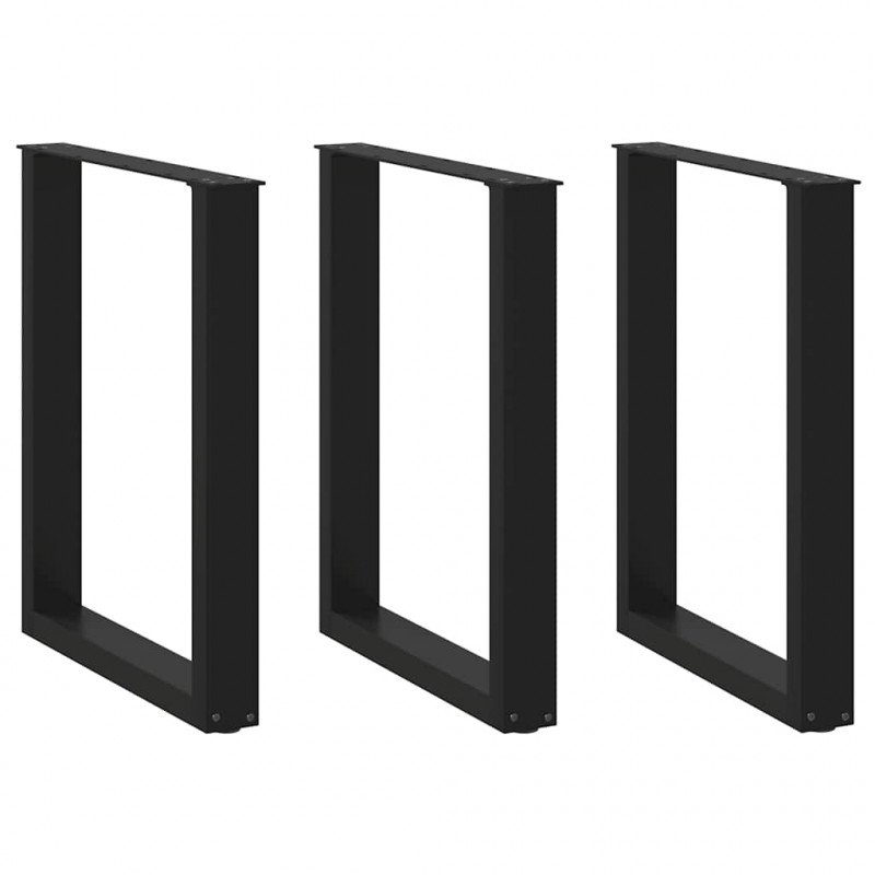 Nogi do stołu jadalnego w kształcie litery U 3 szt. Czarne 70x(72-73) cm Stal