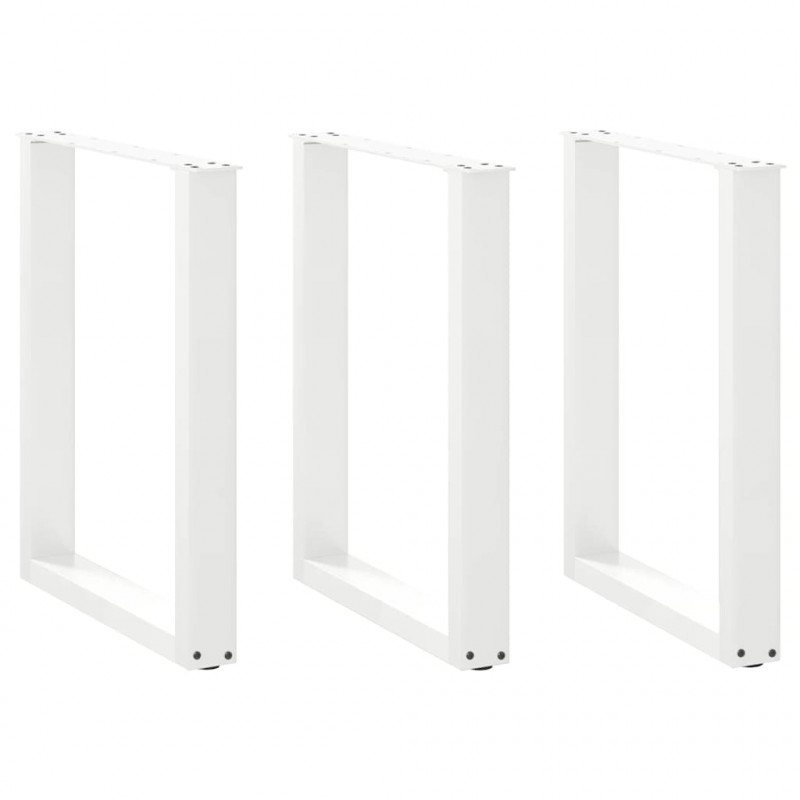 Nogi do stołu jadalnego w kształcie litery U 3 szt. Białe 70x(72-73) cm Stal