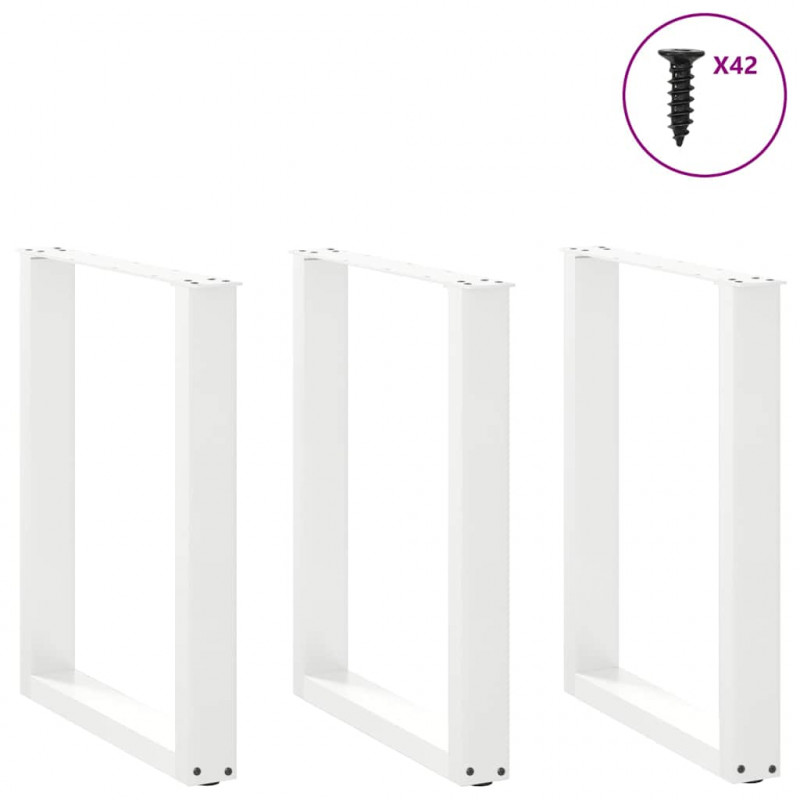 Nogi do stołu jadalnego w kształcie litery U 3 szt. Białe 70x(72-73) cm Stal