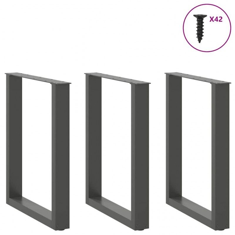 Nogi do stołu jadalnego w kształcie litery U 3 szt. Antracyt 70x(72-73) cm Stal