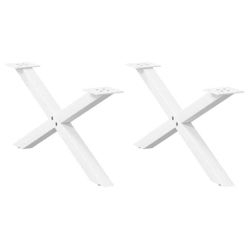 Nogi do stolika kawowego w kształcie litery X 2 szt. Białe 70x(30-31) cm Stal