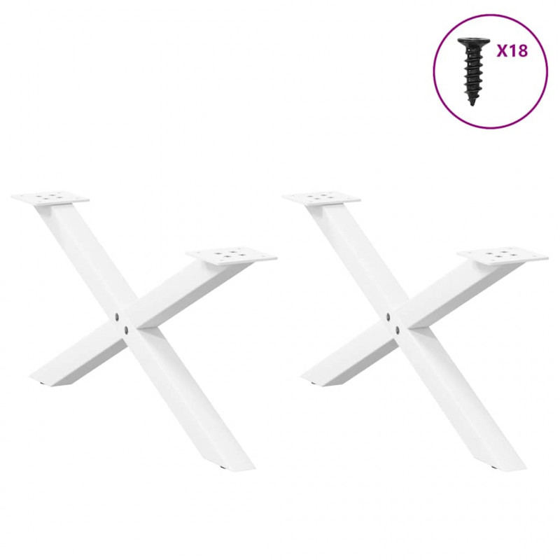 Nogi do stolika kawowego w kształcie litery X 2 szt. Białe 70x(30-31) cm Stal
