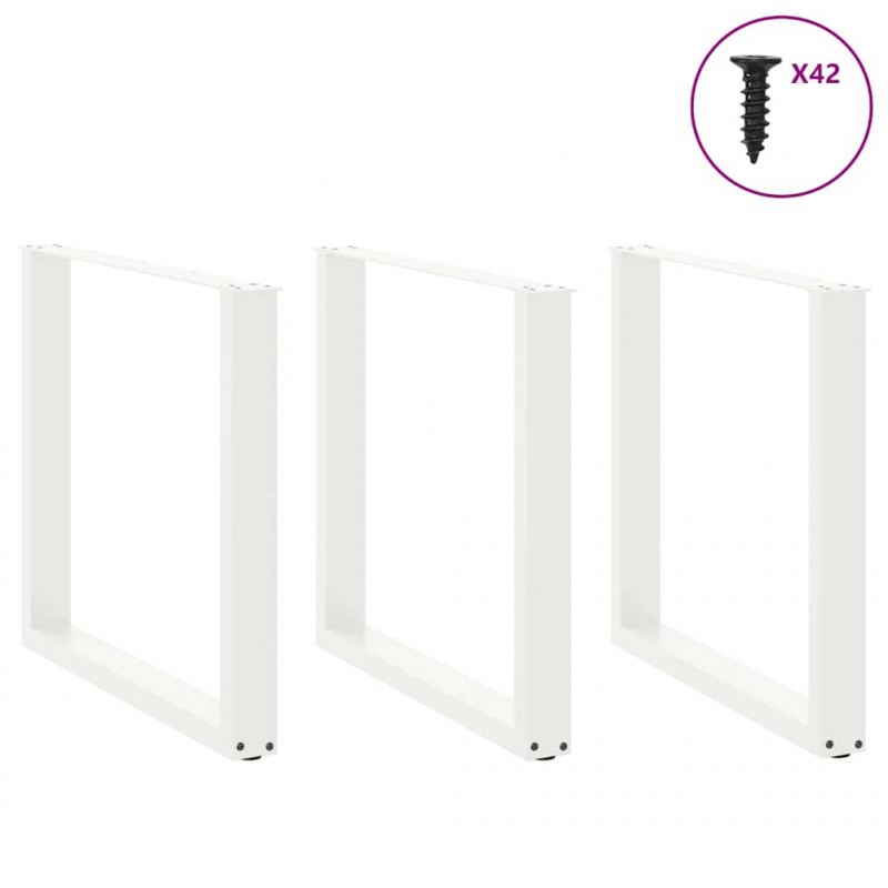 Nogi do stołu jadalnego w kształcie litery U 3 szt. Białe 80x(72-73) cm Stal