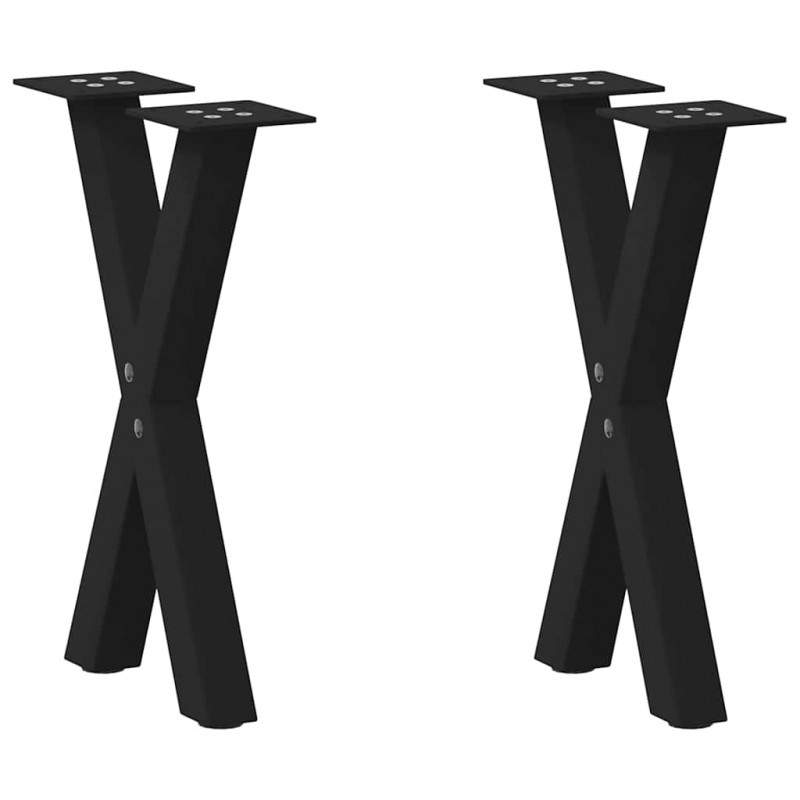 Nogi do stolika kawowego w kształcie litery X 2 szt. Czarne 28x(42-43) cm Stal