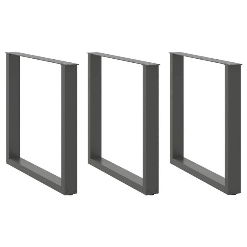 Nogi do stołu jadalnego w kształcie litery U 3 szt. Antracyt 80x(72-73) cm Stal