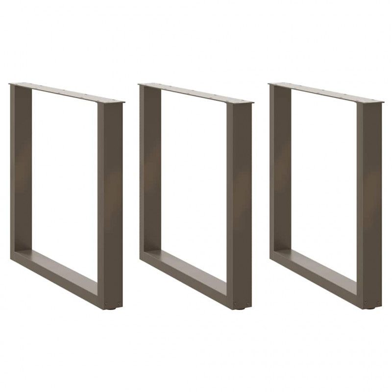 Nogi do stołu jadalnego w kształcie litery U 3 szt. Naturalna stal 80x(72-73) cm Stal