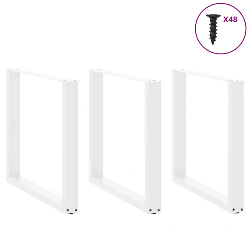 Nogi do stołu jadalnego w kształcie litery U 3 szt. Białe 90x(72-73) cm Stal