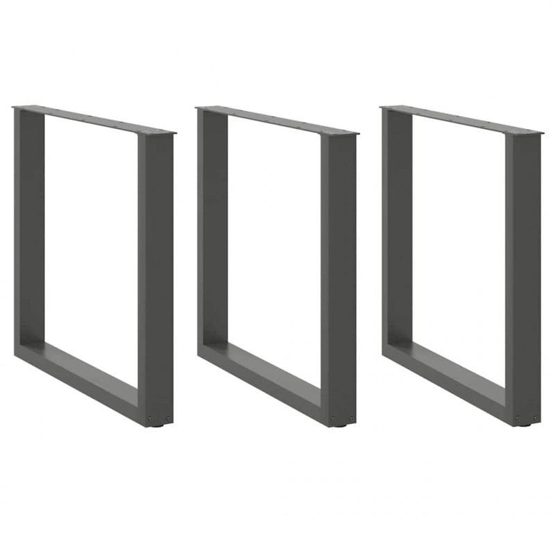 Nogi do stołu jadalnego w kształcie litery U 3 szt. Antracyt 90x(72-73) cm Stal