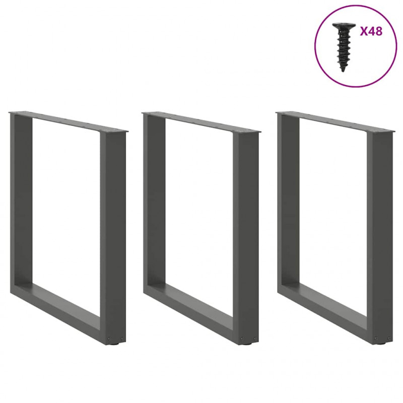 Nogi do stołu jadalnego w kształcie litery U 3 szt. Antracyt 90x(72-73) cm Stal