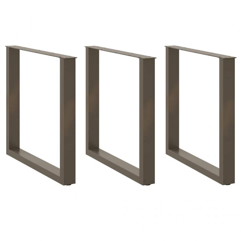 Nogi do stołu jadalnego w kształcie litery U 3 szt. Naturalna stal 90x(72-73) cm Stal