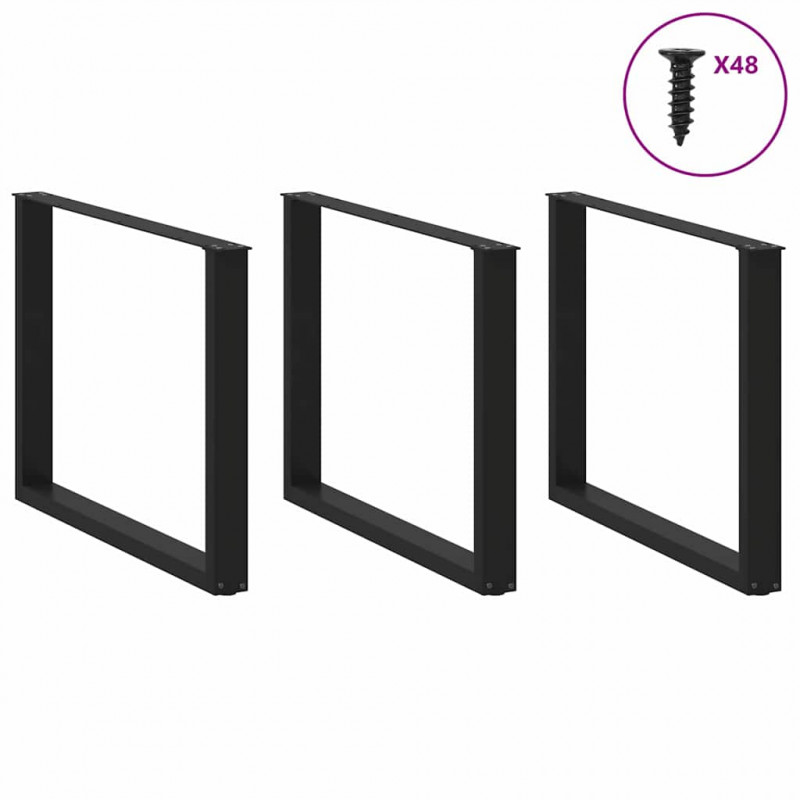 Nogi do stołu jadalnego w kształcie litery U 3 szt. Czarne 100x(72-73) cm Stal