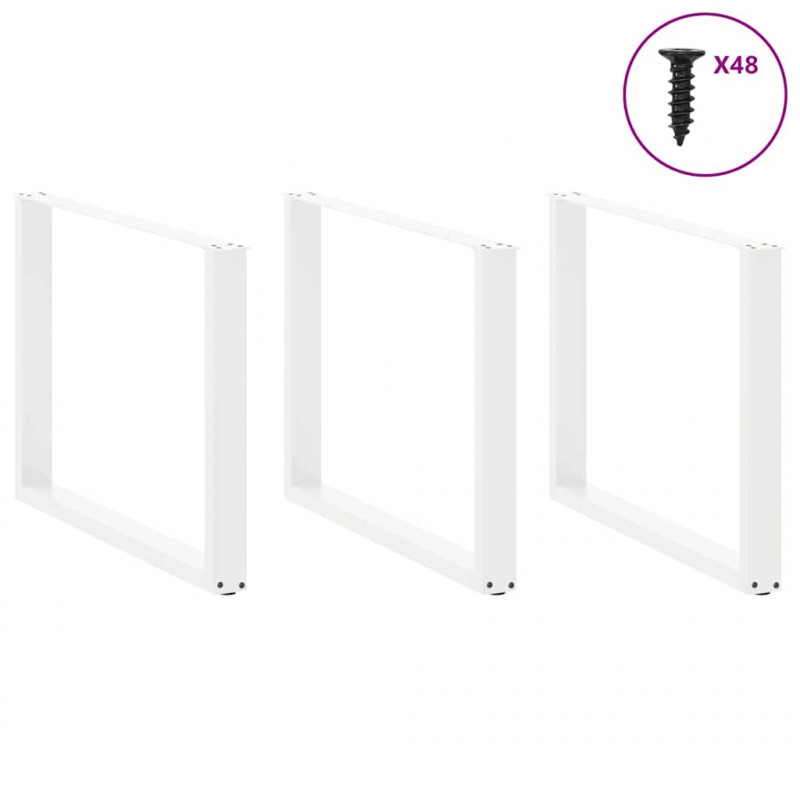 Nogi do stołu jadalnego w kształcie litery U 3 szt. Białe 100x(72-73) cm Stal