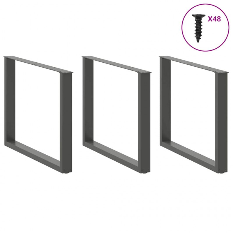 Nogi do stołu jadalnego w kształcie litery U 3 szt. Antracyt 100x(72-73) cm Stal