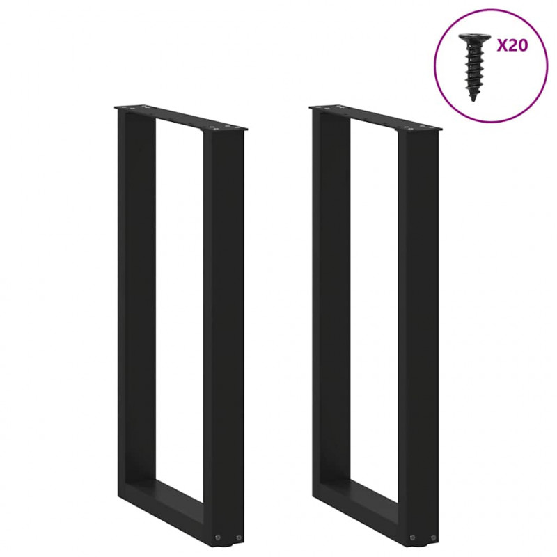 Nogi do stołu barowego w kształcie litery U 2 szt. Czarne 40x(90-91) cm Stal