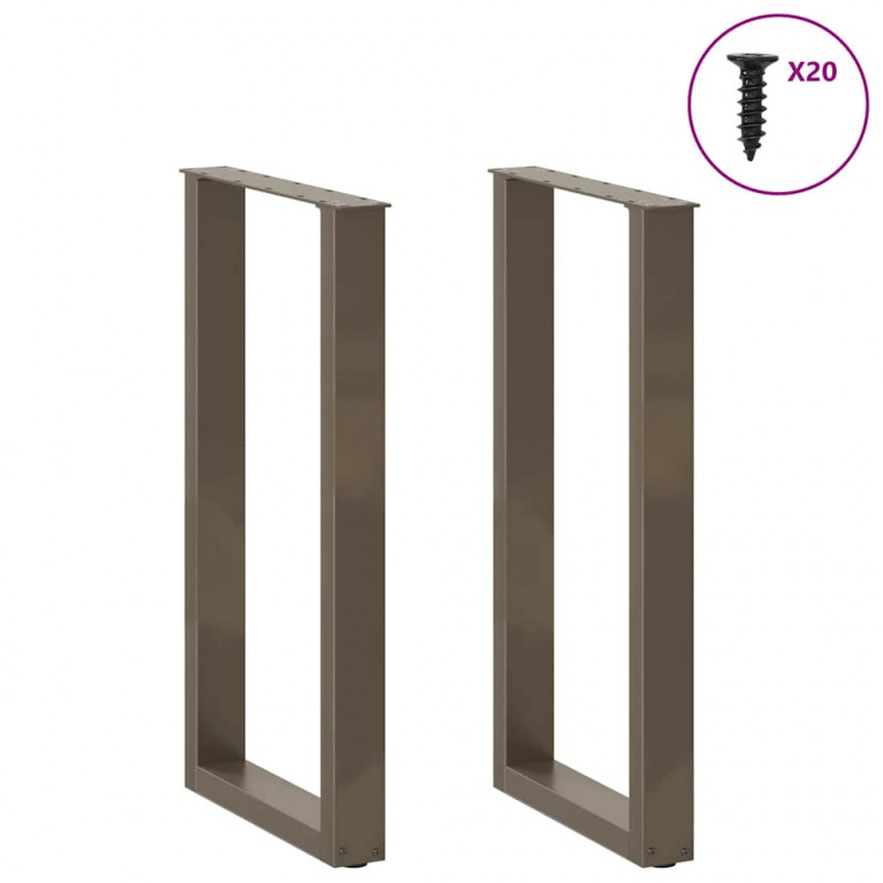 Nogi do stołu barowego w kształcie litery U 2 szt. Naturalna stal 40x(90-91) cm Stal
