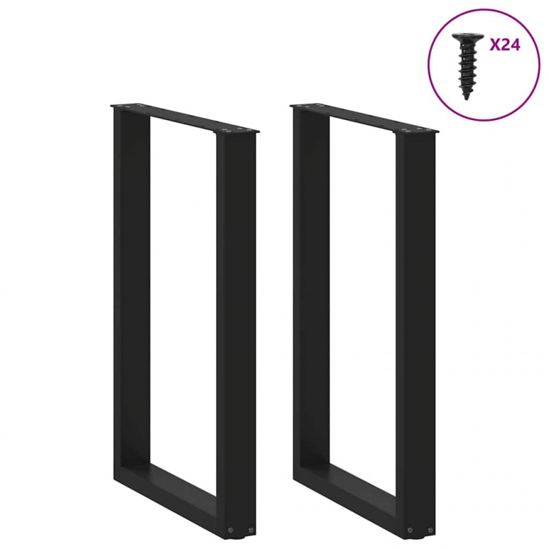 Nogi do stołu barowego w kształcie litery U 2 szt. Czarne 60x(90-91) cm Stal