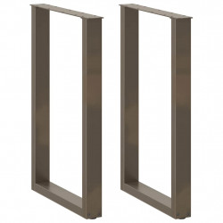 Nogi do stołu barowego w kształcie litery U 2 szt. Naturalna stal 60x(90-91) cm Stal