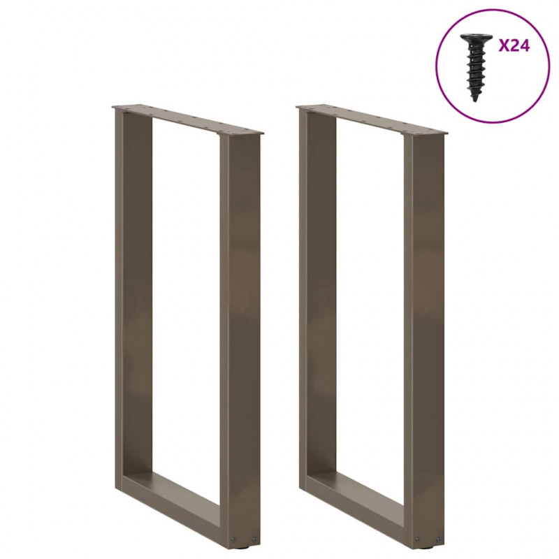 Nogi do stołu barowego w kształcie litery U 2 szt. Naturalna stal 60x(90-91) cm Stal