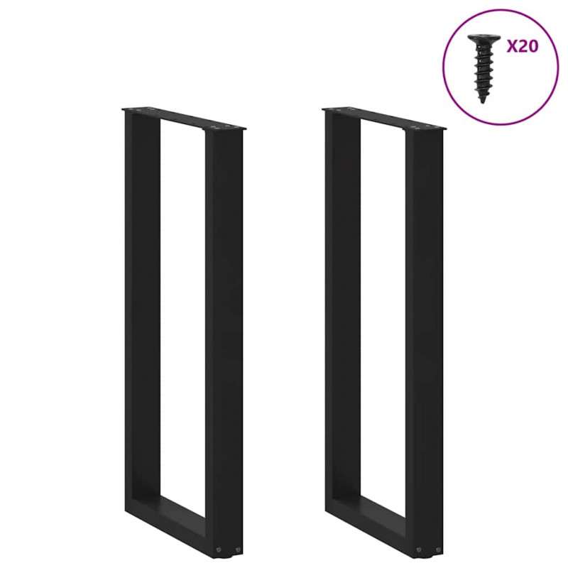 Nogi do stołu barowego w kształcie litery U 2 szt. Czarne 40x(100-101) cm Stal