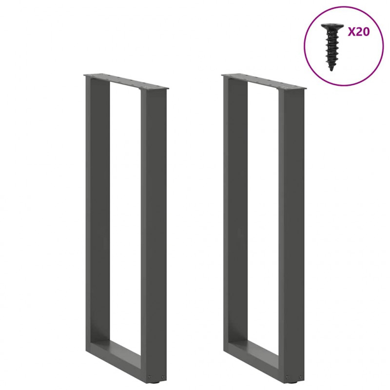 Nogi do stołu barowego w kształcie litery U 2 szt. Antracyt 40x(100-101) cm Stal